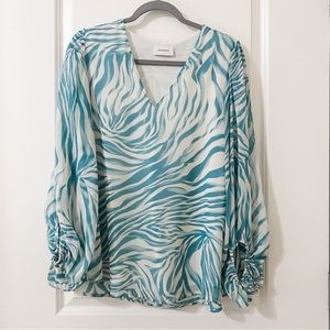 Adrienne Zebra Balloon Sleeve Top